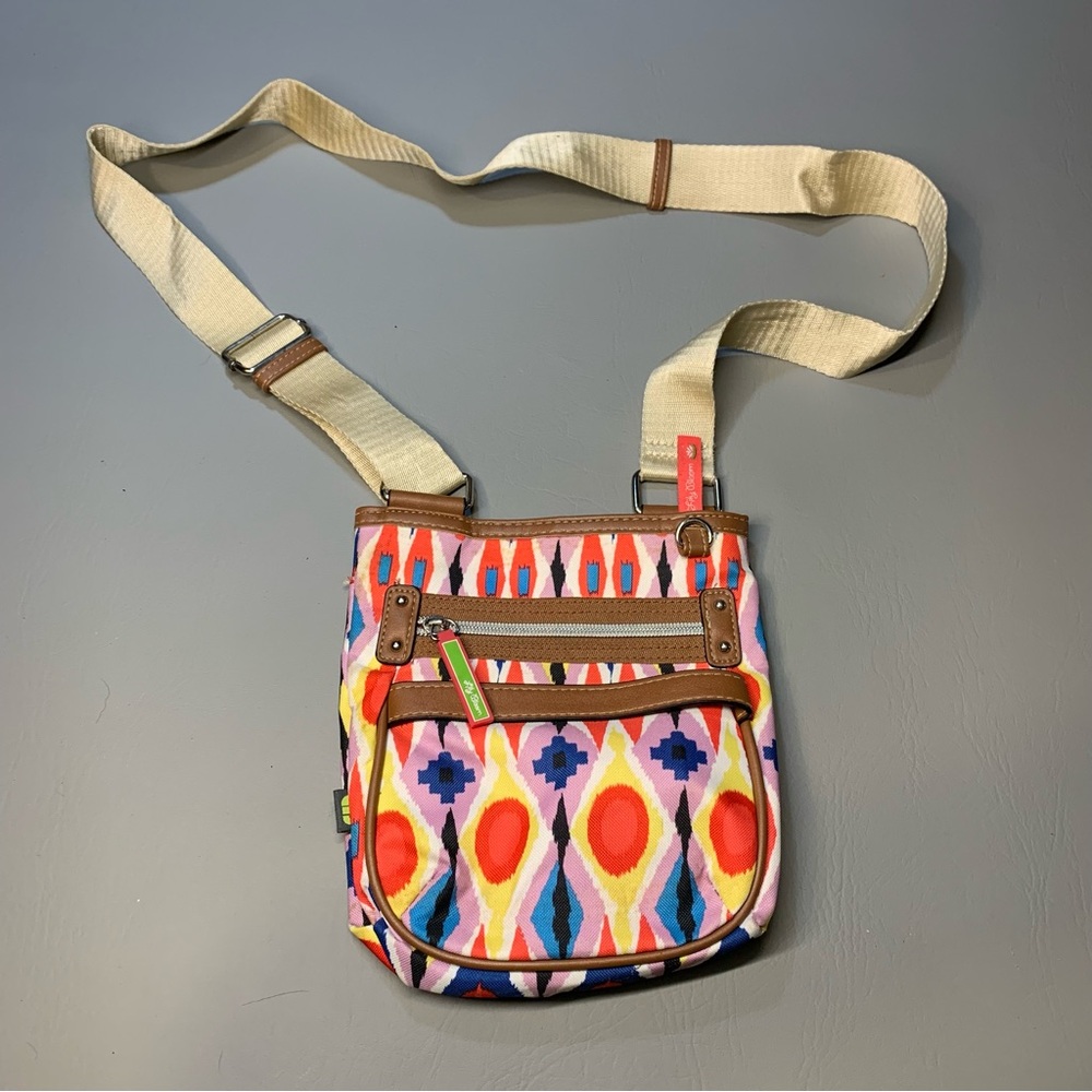 Lily Bloom Nylon Small Messenger Crossbody Bag Print Purse Pockets Zip Top